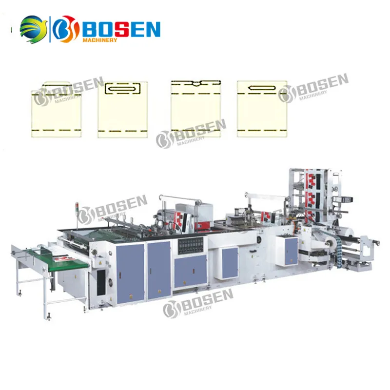 Automatic 2 Layers 4 Lines Carry Bag, T Shirt Bag Vest Bag, Bottom Hot Sealing and Cold Cutting Plastic Bag Making Machine Manufacturer in Sale Price China