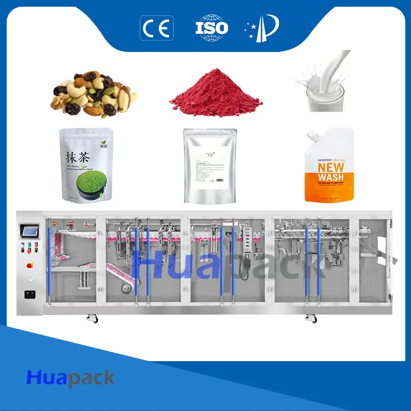 Automatic Hffs Horizontal Duplex Plastic Bag Milk Gummy Candy Liquid Sauce or Powder Tea Sachet Pouch Filling Sealing Packaging Packing Machinery for Food