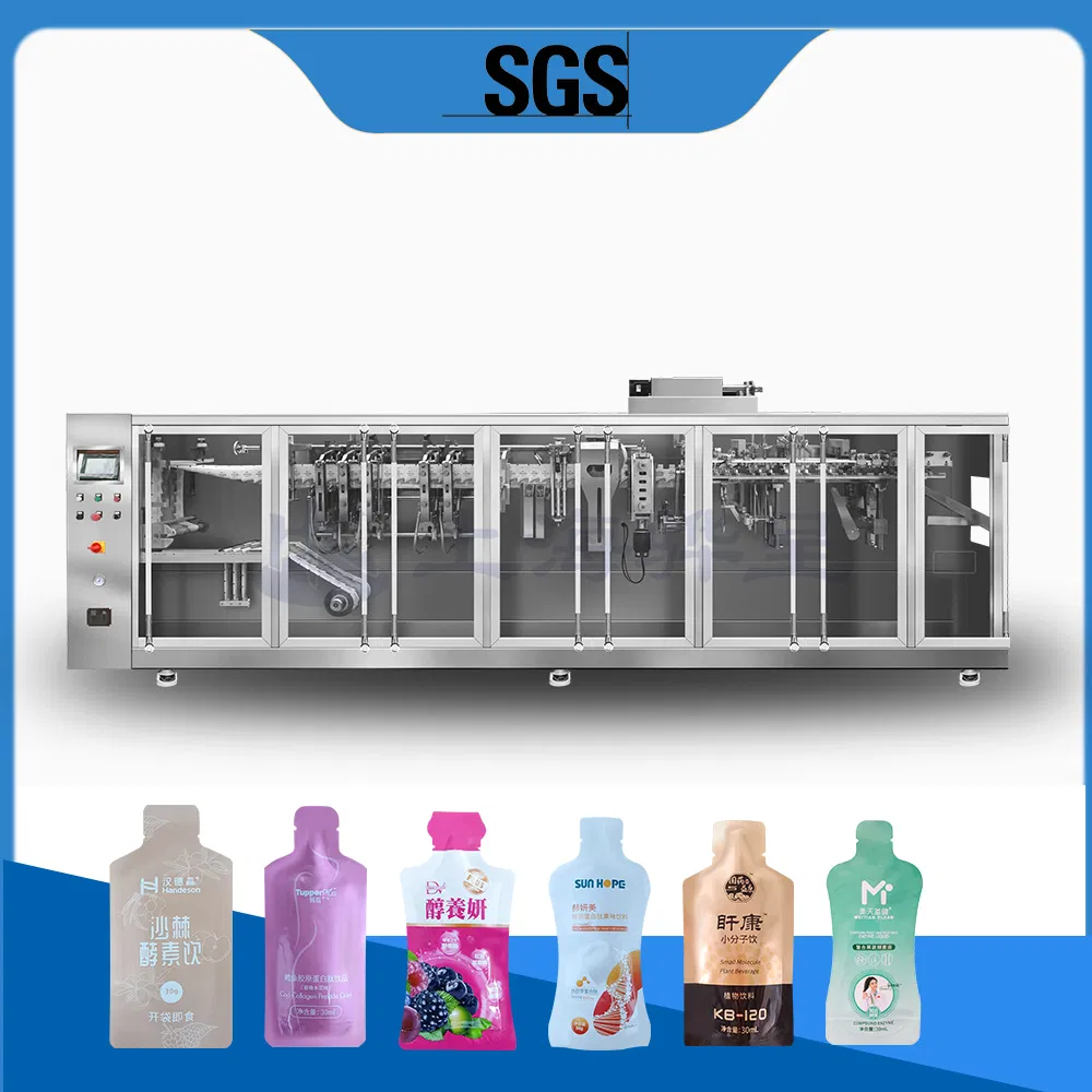 Automatic Hffs Horizontal Duplex Plastic Bag Milk Gummy Candy Liquid Sauce or Powder Tea Sachet Pouch Filling Sealing Packaging Packing Machinery for Food