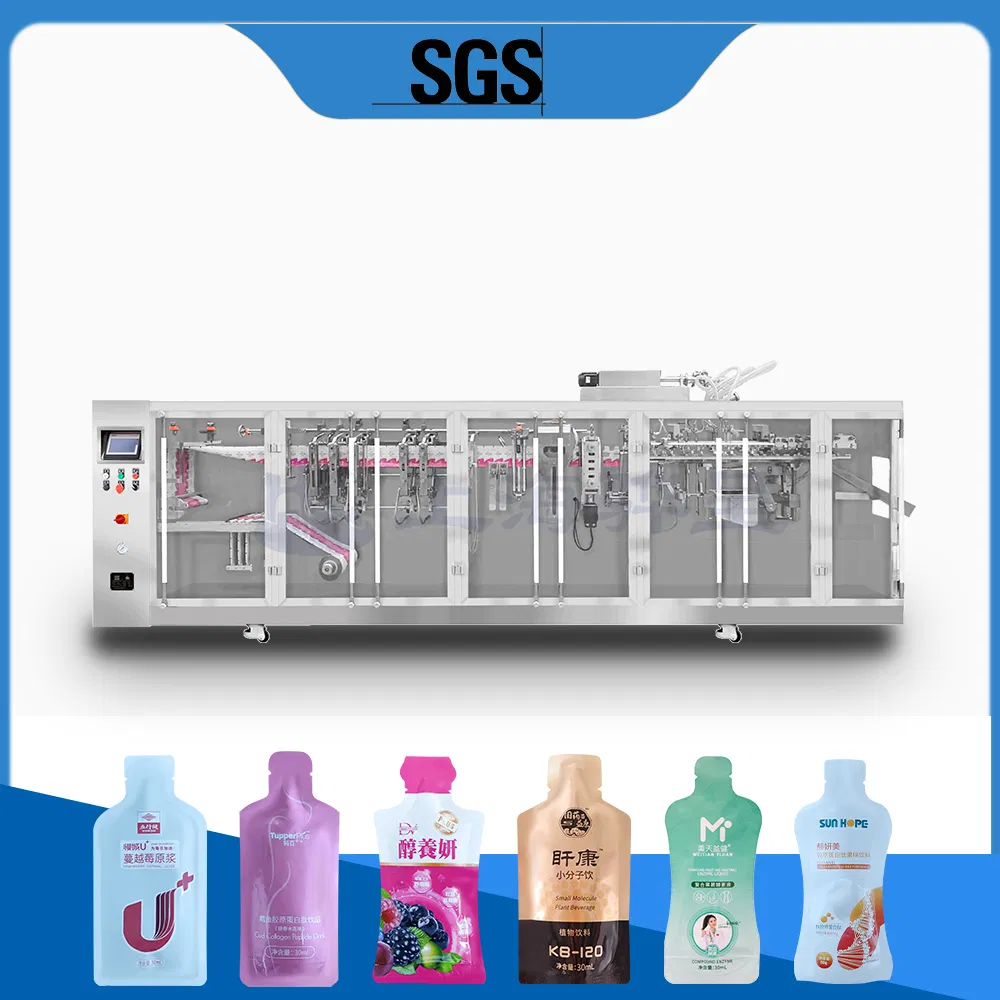 Automatic Hffs Horizontal Duplex Plastic Bag Milk Gummy Candy Liquid Sauce or Powder Tea Sachet Pouch Filling Sealing Packaging Packing Machinery for Food