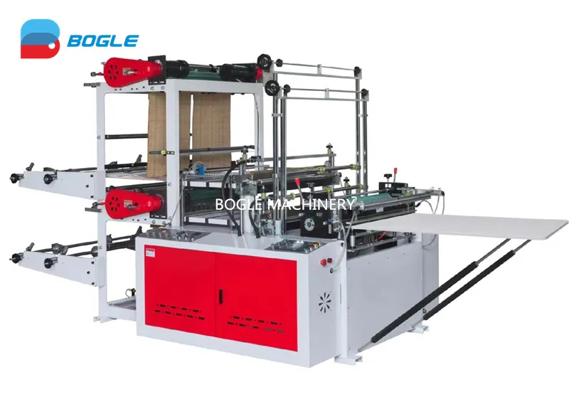Computer Control Double Decks Four Lines Bottom Sealing Cold Cutting HDPE LDPE Poly PE Polythene Flat Open End Plastic Bag Making Machine