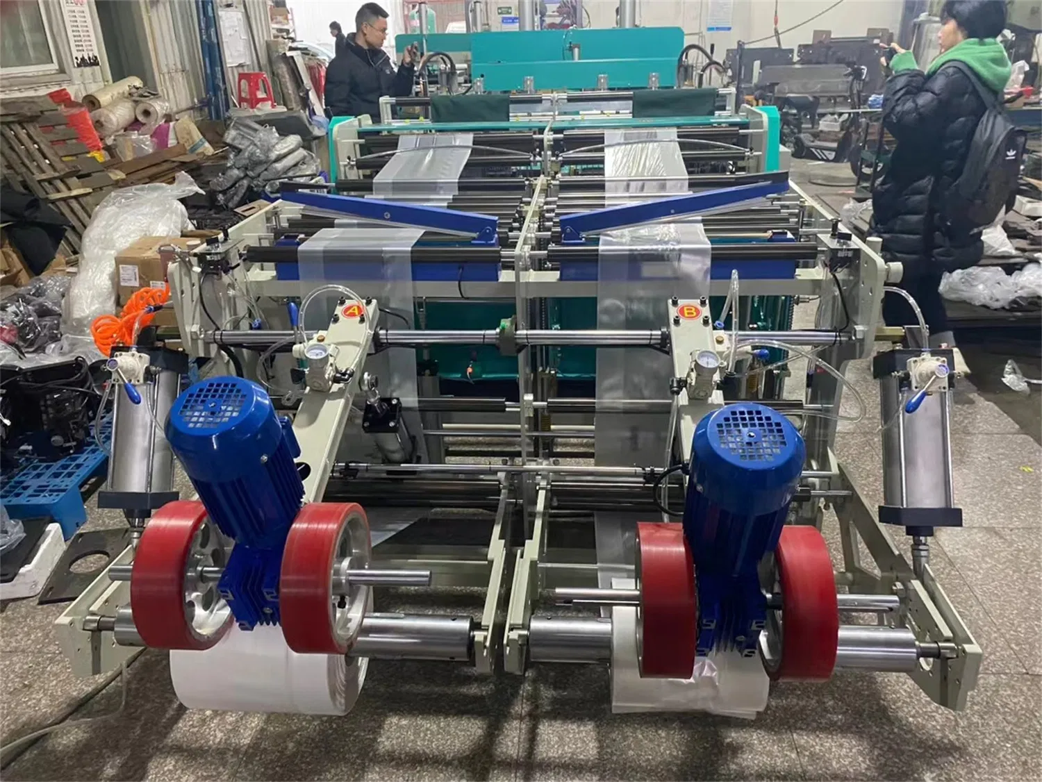 Full Automatic High Speed Double Line Shopping Bag Plastic Bag Sealing Machine Bag Maker Plastic Bag Making Machine Plastic Shopping Bag Making Machine