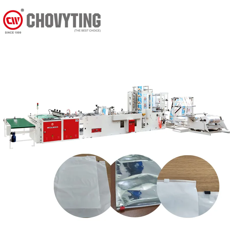 Heat Sealing and Hot Cutting PE Slider Zipper Lock Plastic Bag Making Machines