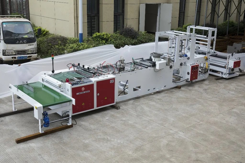 Heat Sealing and Hot Cutting PE Slider Zipper Lock Plastic Bag Making Machines