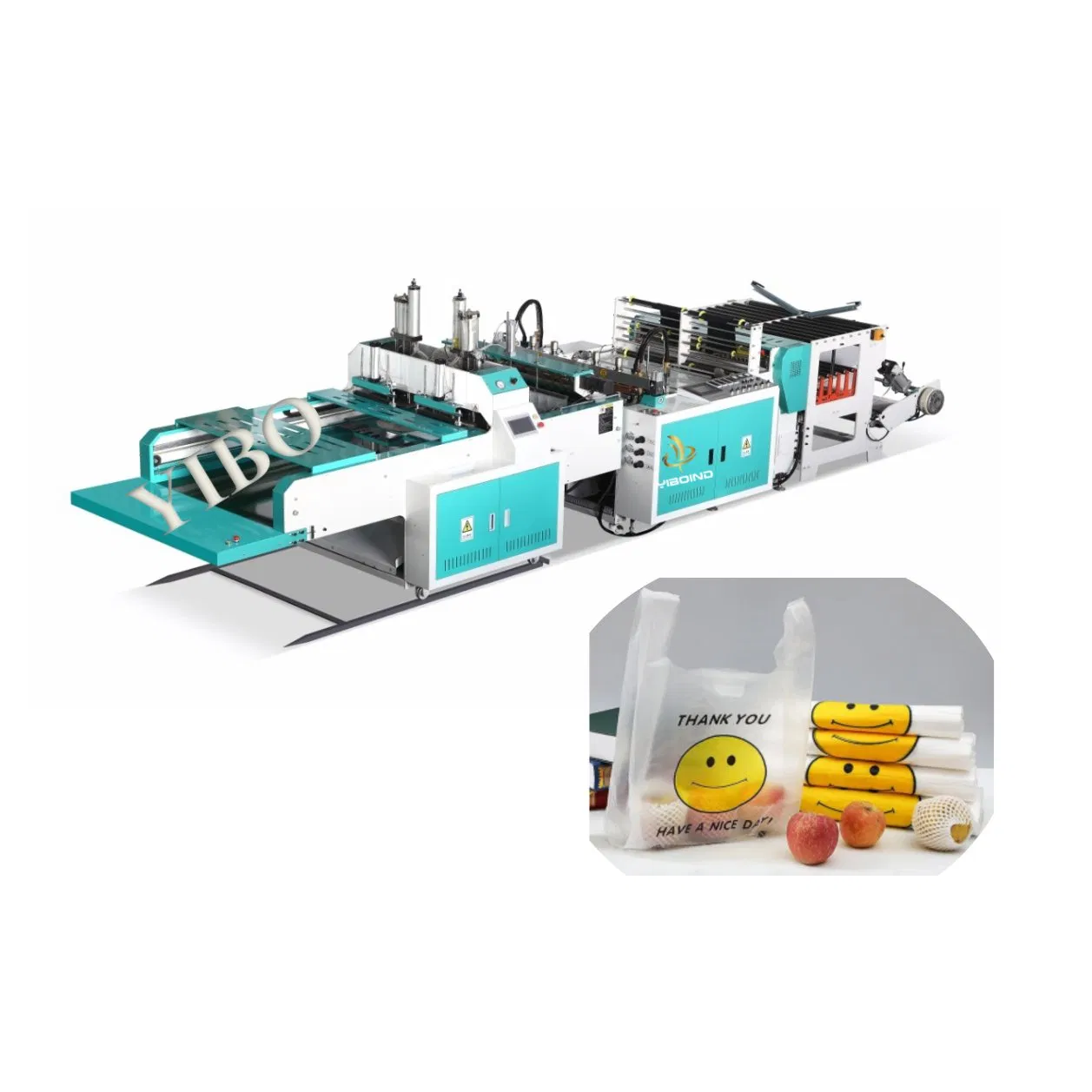 High Speed Automatic Heat Sealing Heat Cutting HDPE Nylon Polythene Vest Handle Poly Supermarket Grocery Store PE Shopping T-Shirt Plastic Bag Making Machine