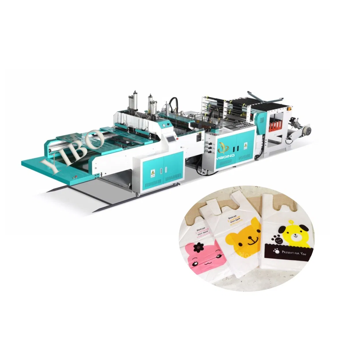 High Speed Automatic Heat Sealing Heat Cutting HDPE Nylon Polythene Vest Handle Poly Supermarket Grocery Store PE Shopping T-Shirt Plastic Bag Making Machine