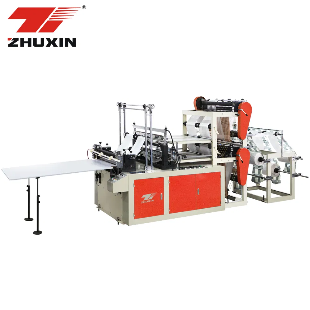 Shxj-370X4 Double Layer Four Channels Computer Hot Sealing and Cold Cutting Biodegradable Flat Bottom Plastic Shopping Bag Making Machine